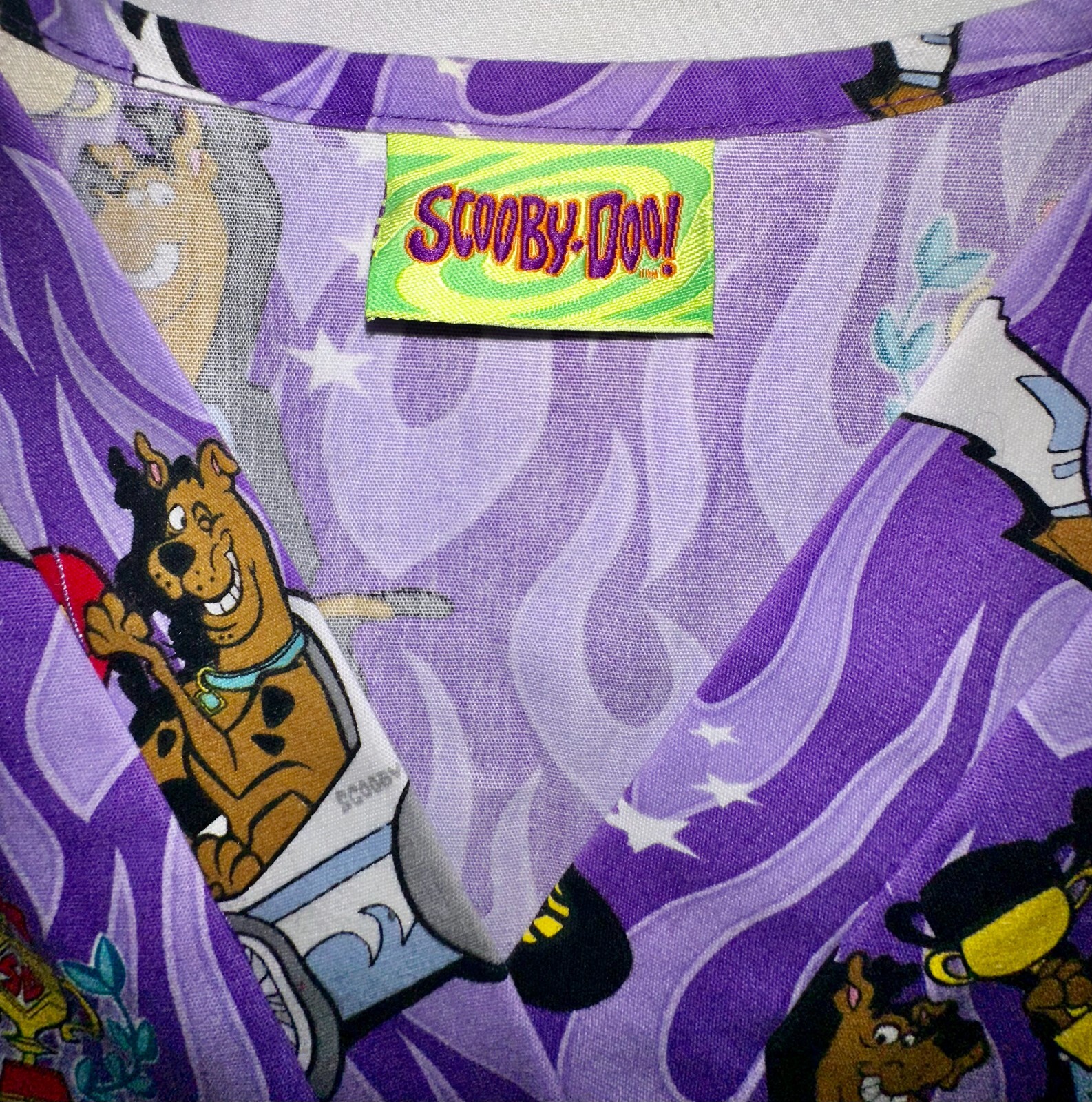 Scooby-Doo Racing Hanna Barbera Medical Scrubs Top OS (Oversized Fit) Colorful