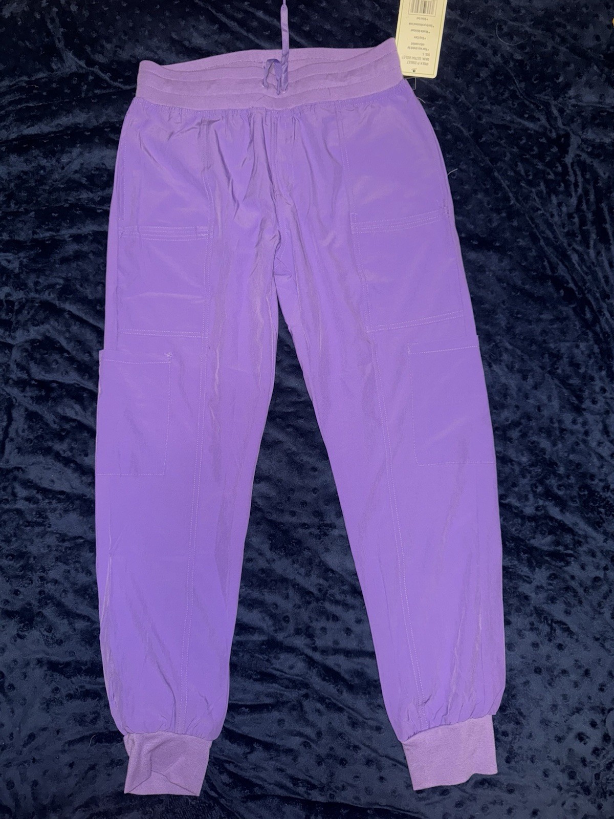 GT Performance Women’s Scrub Pants Purple, Elastic Waist, Stretch Jogger Large
