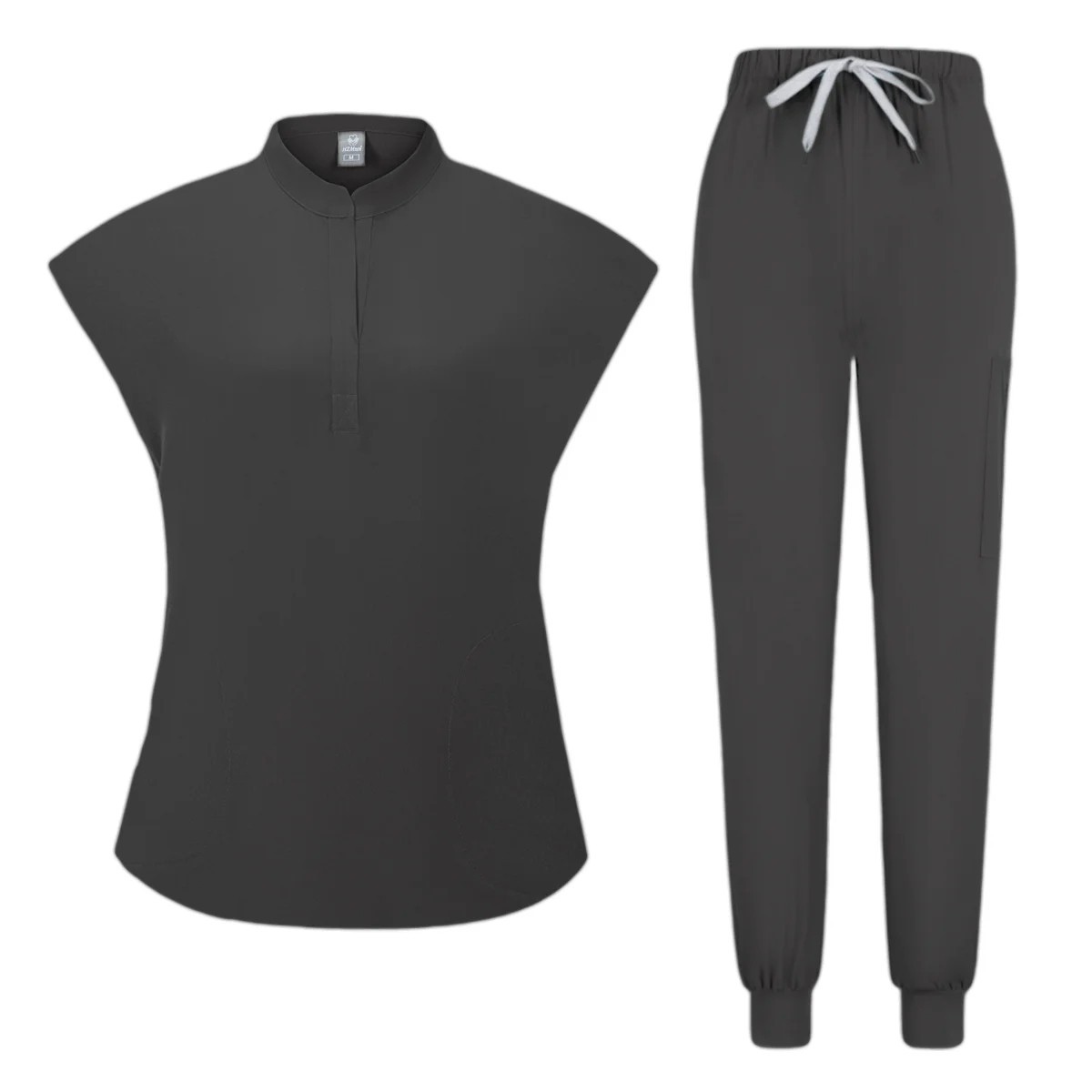 Women’s Sleeveless Medical Scrub Set Nursing Uniform Top Jogger Pants
