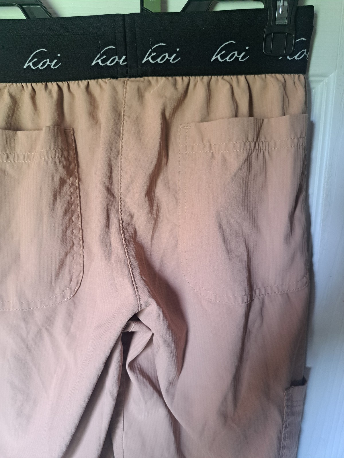 Koi Lite Women’s Khaki Scrubs Cargo Jogger Pants Drawstring Ankle Size M #15