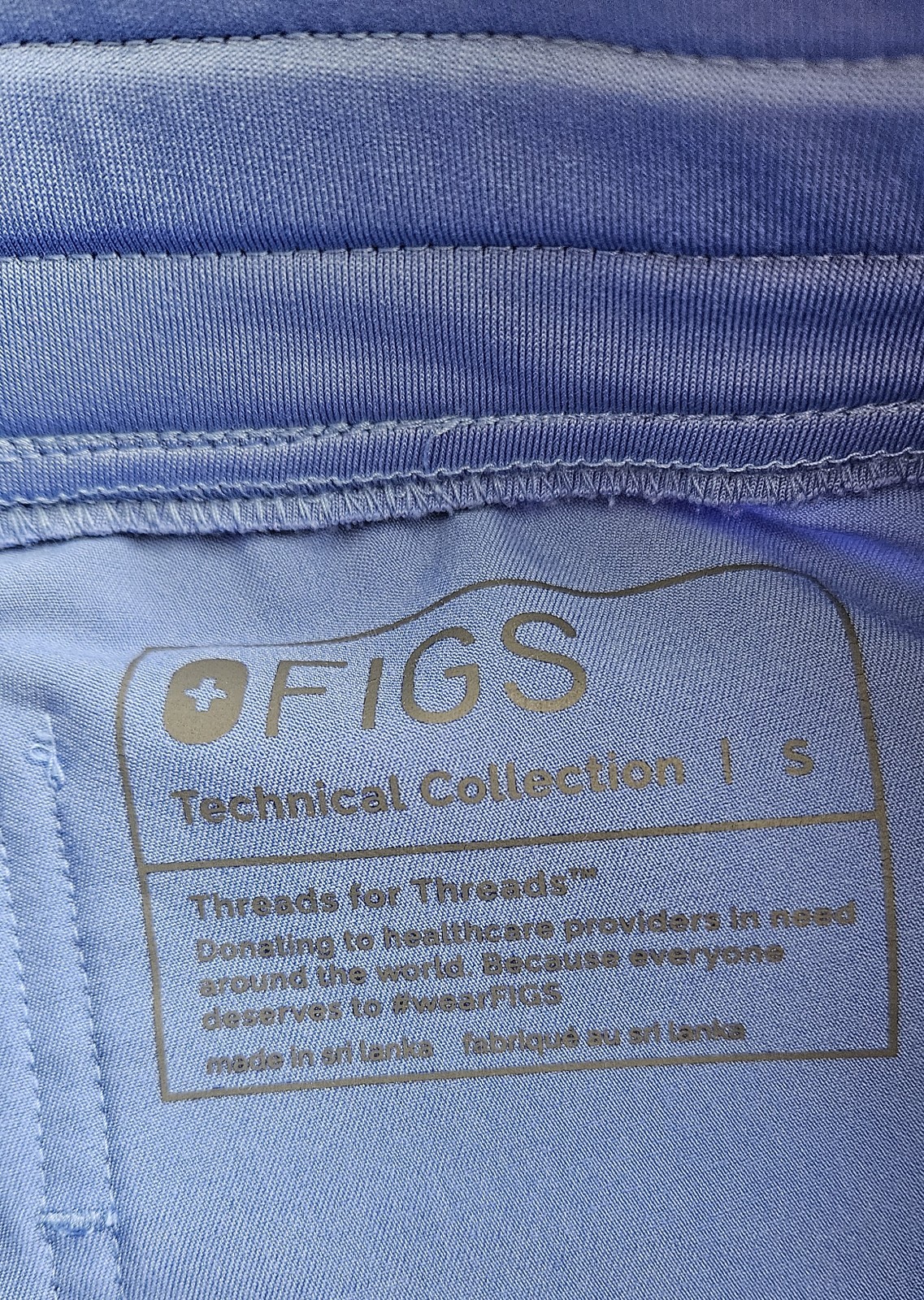 FIGS Scrub Pants Womens Yoga Waist Band Cuffed Ankle Small Blue Drawstring 2666