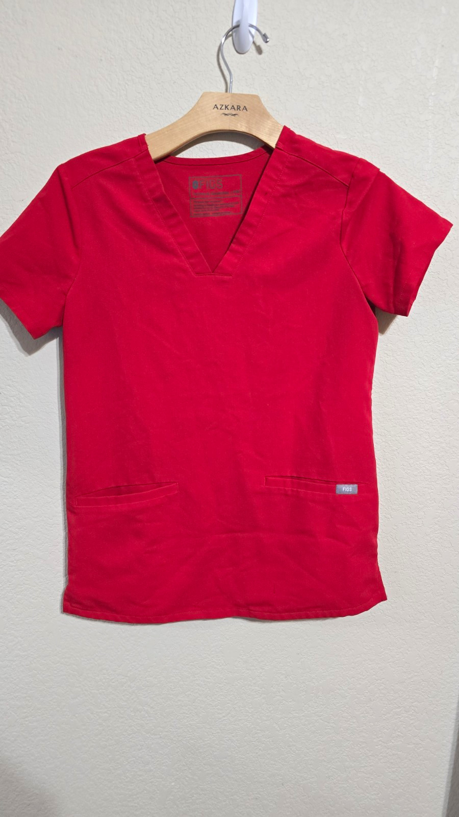 FIGS Women’s Technical Collection Red V-Neck Short Sleeve Scrub Top 2XS